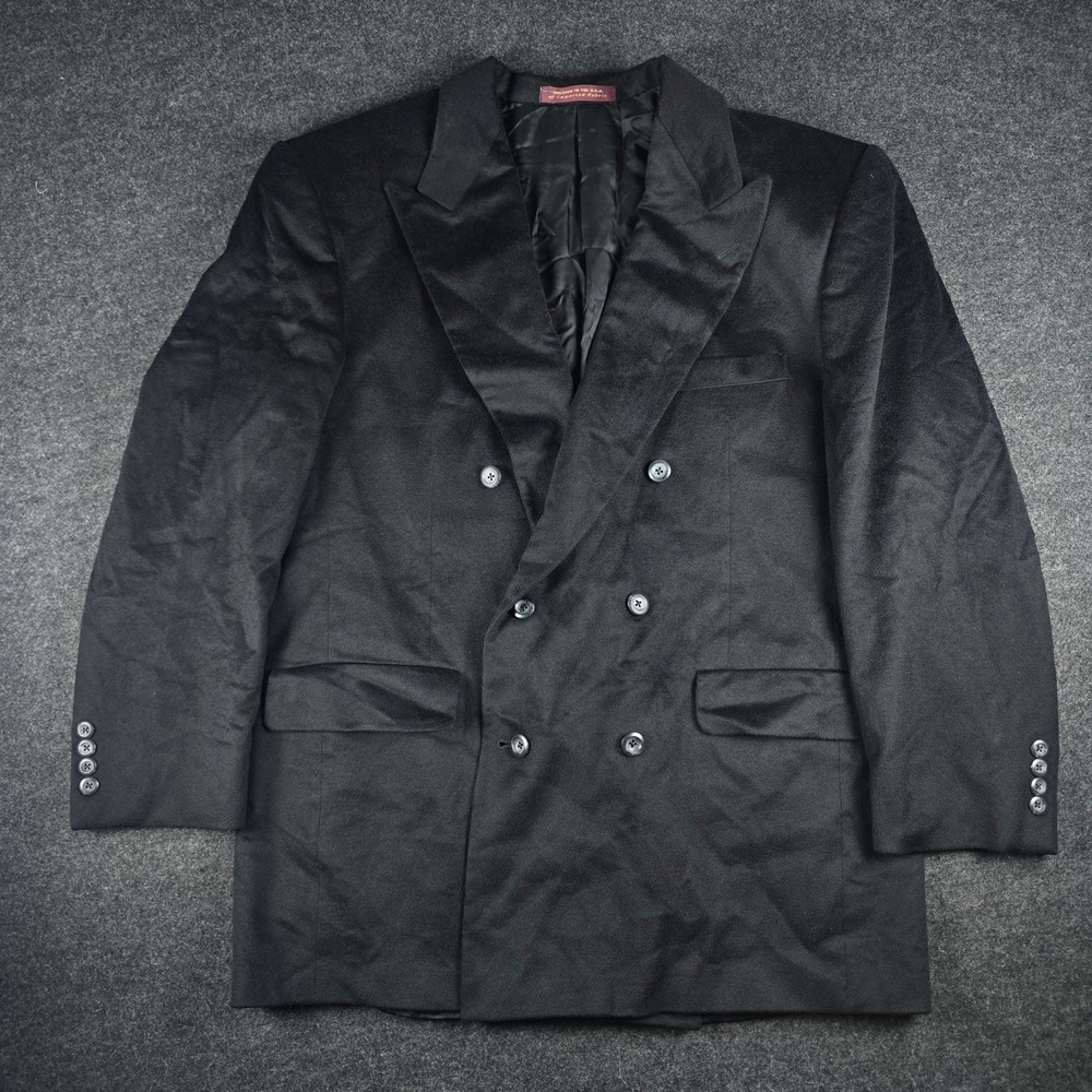 Nordstrom Loro Piana Men's Black Cashmere Double Breasted Blazer Coat Size 43R
